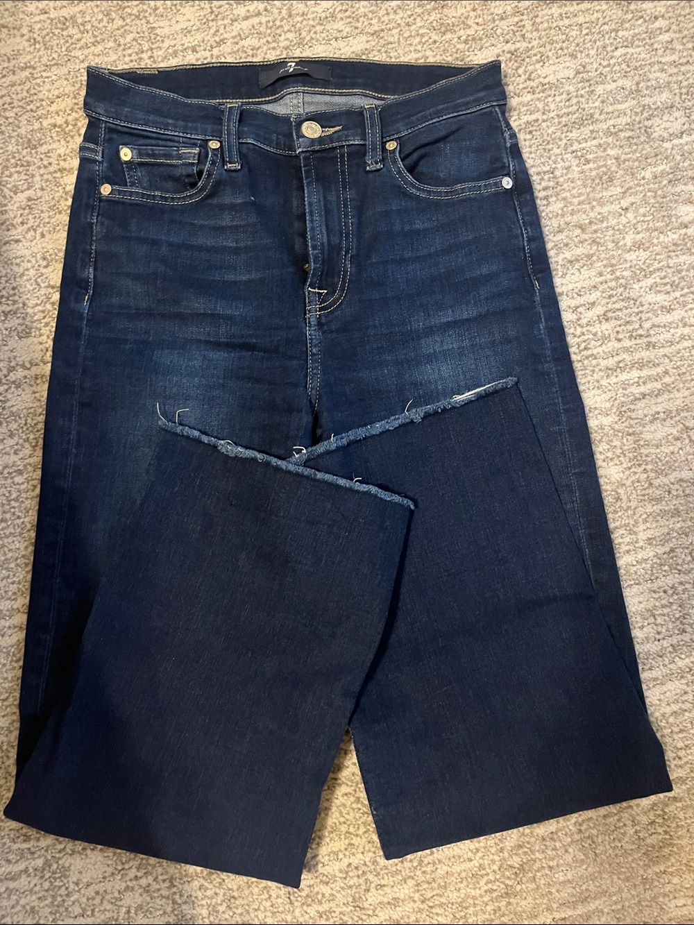 7 For All Mankind Women's Dark Blue Straight Leg Jeans